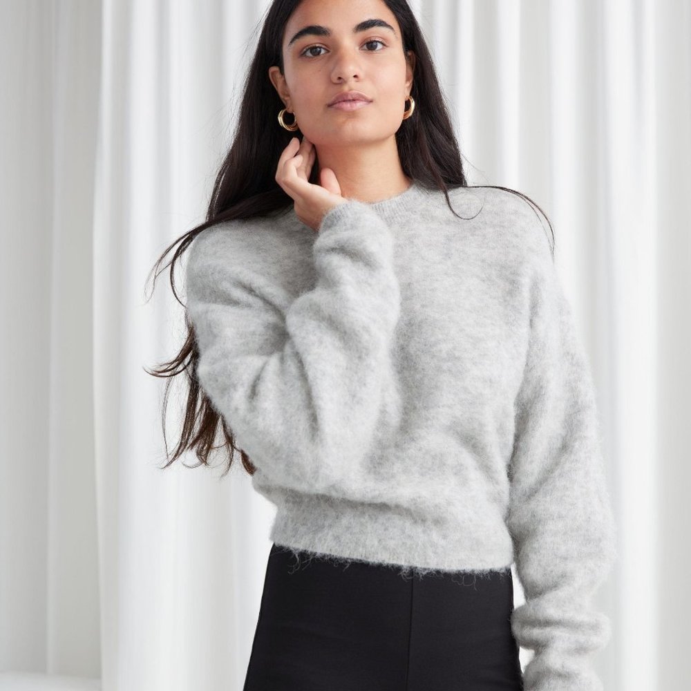 & Other Stories Fuzzy Jacquard Crop Sweater